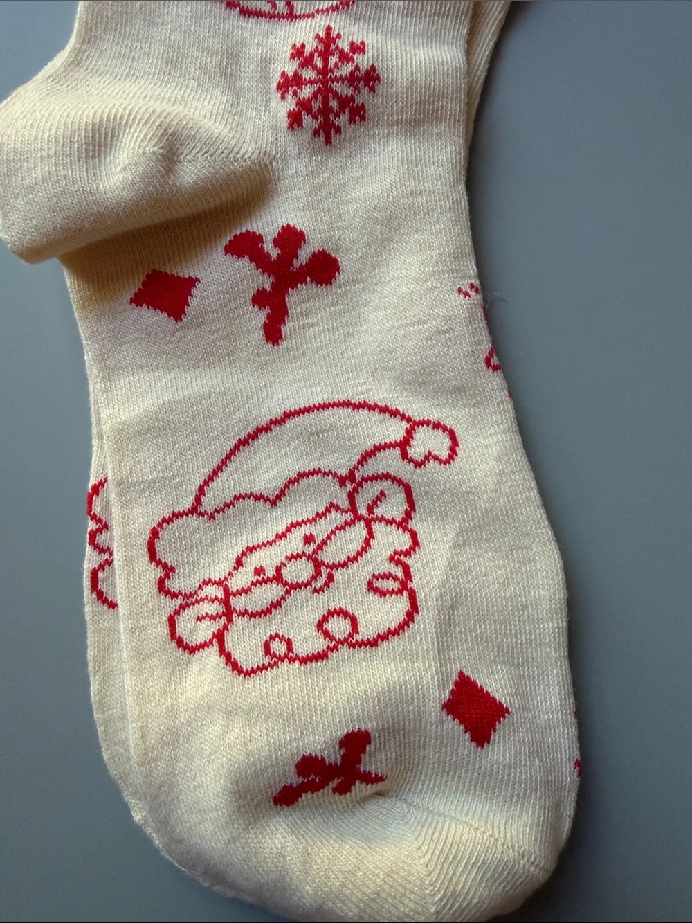 Christmas Snowman & Santa Crew Socks - Red & Cream- NWOT